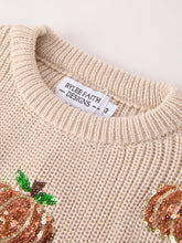 Load image into Gallery viewer, Rylee Faith Pumpkin Sequin Sweater
