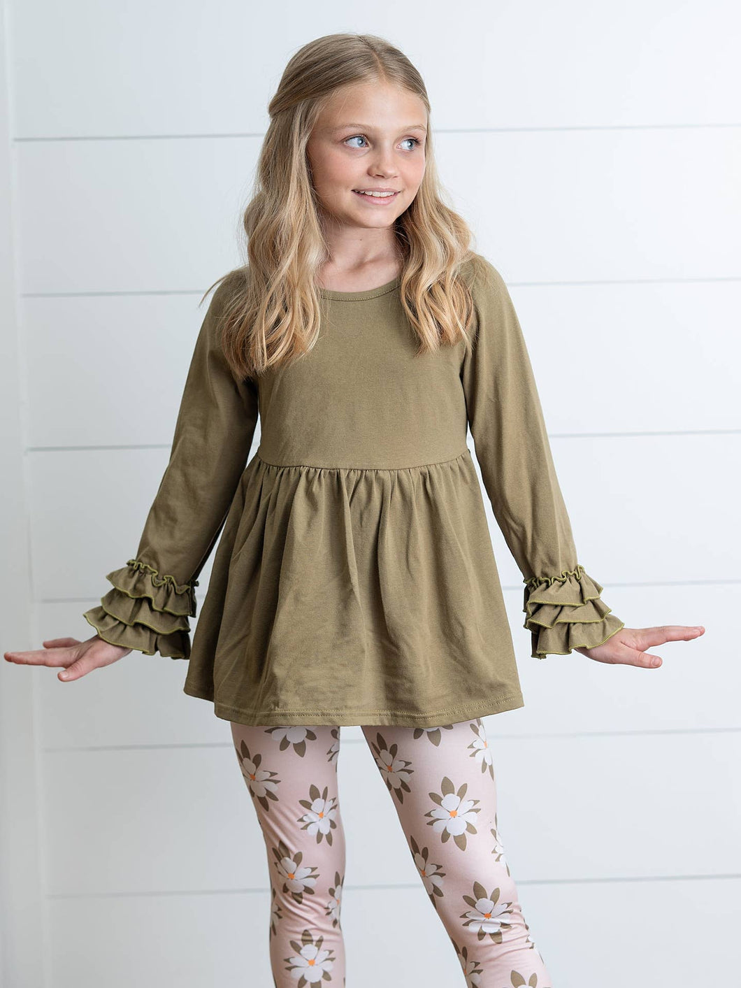 Sage Green Floral Leggings Set