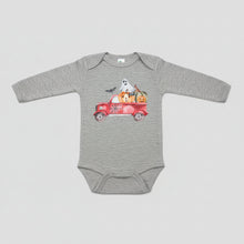 Load image into Gallery viewer, Sock Monkey Kids Halloween Truck Onesie
