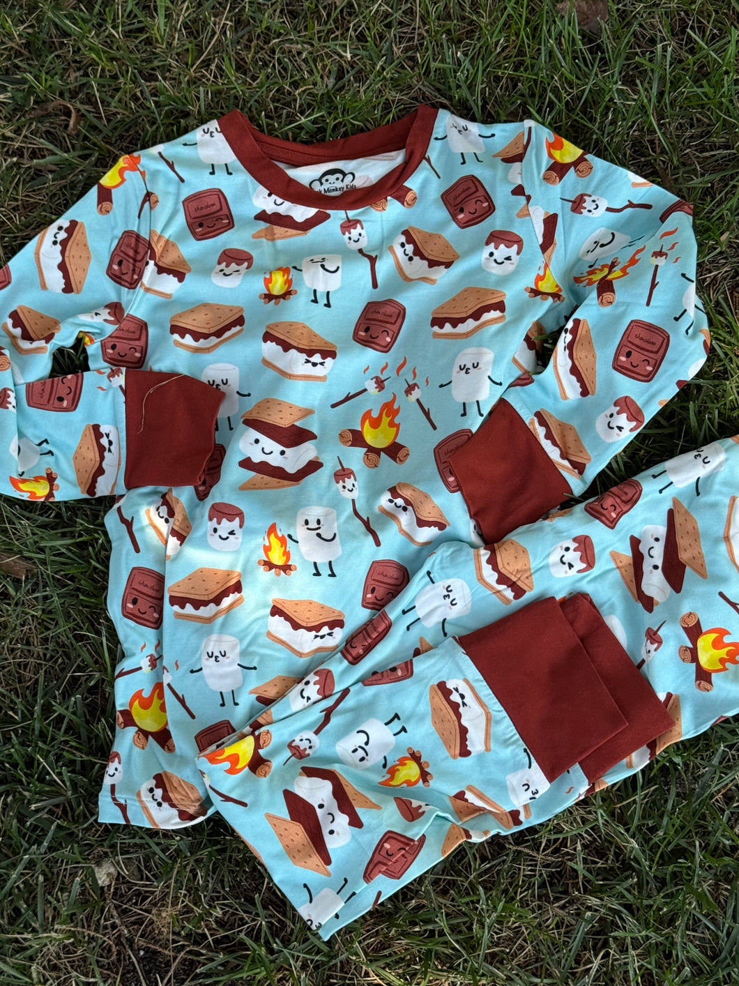 Sock Monkey Kids Bamboo Pajamas S'Mores