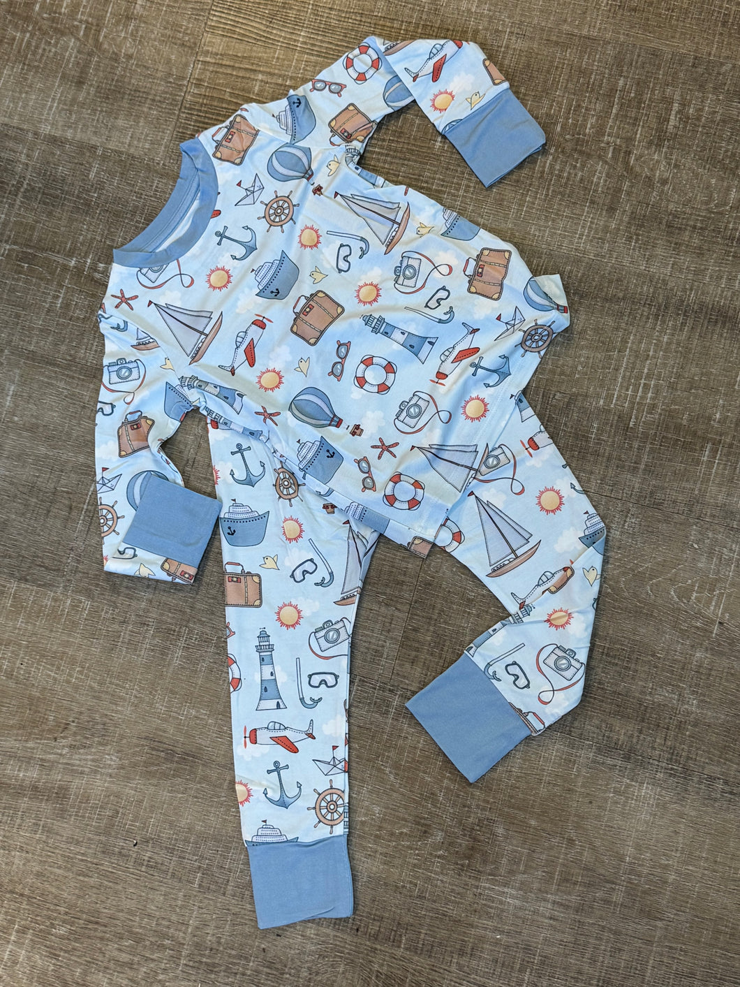 Sock Monkey Kids Bamboo Pajamas Sail Away