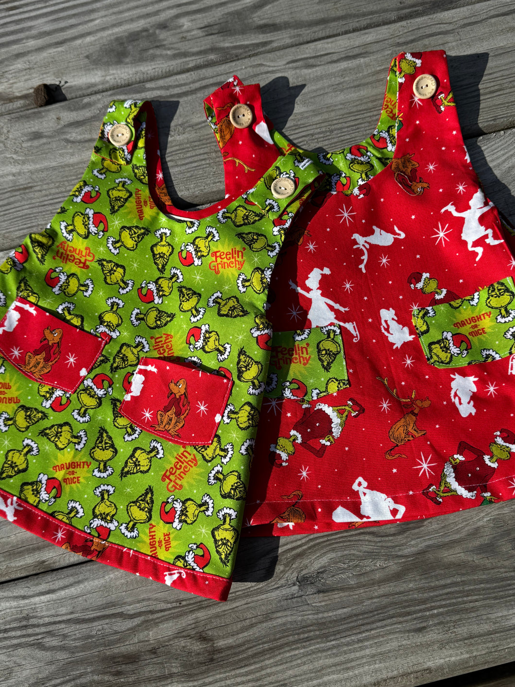 Janie Kelly Reversible Holiday Dress Grinch