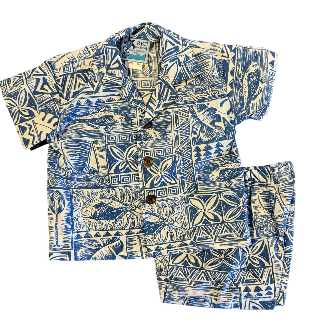 RJC Block Print Hawaiian Set