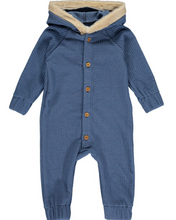 Load image into Gallery viewer, Vignette  Knit Hooded Romper Blue
