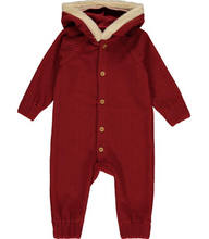 Load image into Gallery viewer, Bailey Hooded Romper Red
