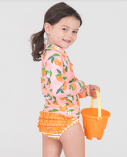 Load image into Gallery viewer, RuffleButts Orange Swim
