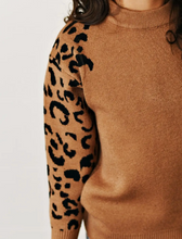 Load image into Gallery viewer, Brown Leopard Print Crew Neck Sweater
