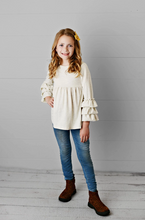 Load image into Gallery viewer, Eirls Ecru Long Sleeve Top with Ruffles
