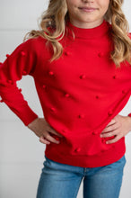 Load image into Gallery viewer, Red Pom Pom Crew Neck Sweater
