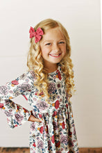 Load image into Gallery viewer, Claire Rust Floral Print Twirl Dress
