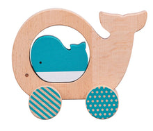 Load image into Gallery viewer, Wooden Push Along Whale Toy

