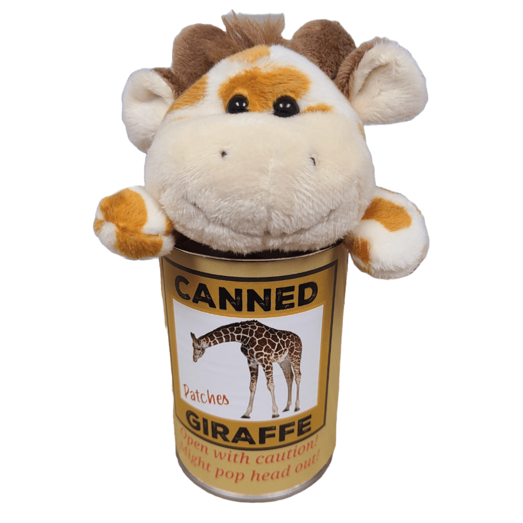 Patches the Canned Giraffe - Stuffed Animal Plush w/Jokes: Pop Top Lid