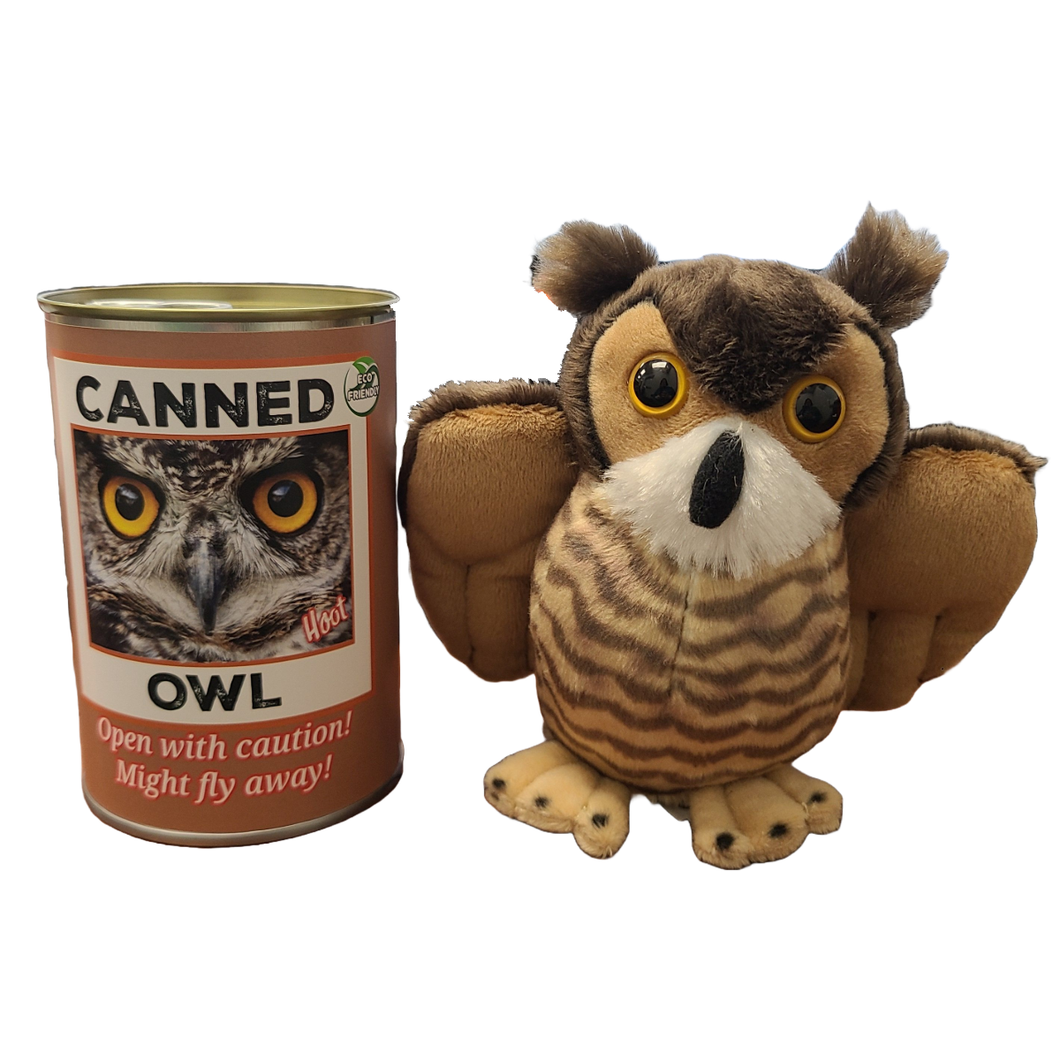Hoot the Canned Owl Stuffed Animal Plush in Can Funny Jokes: Pop Top Lid