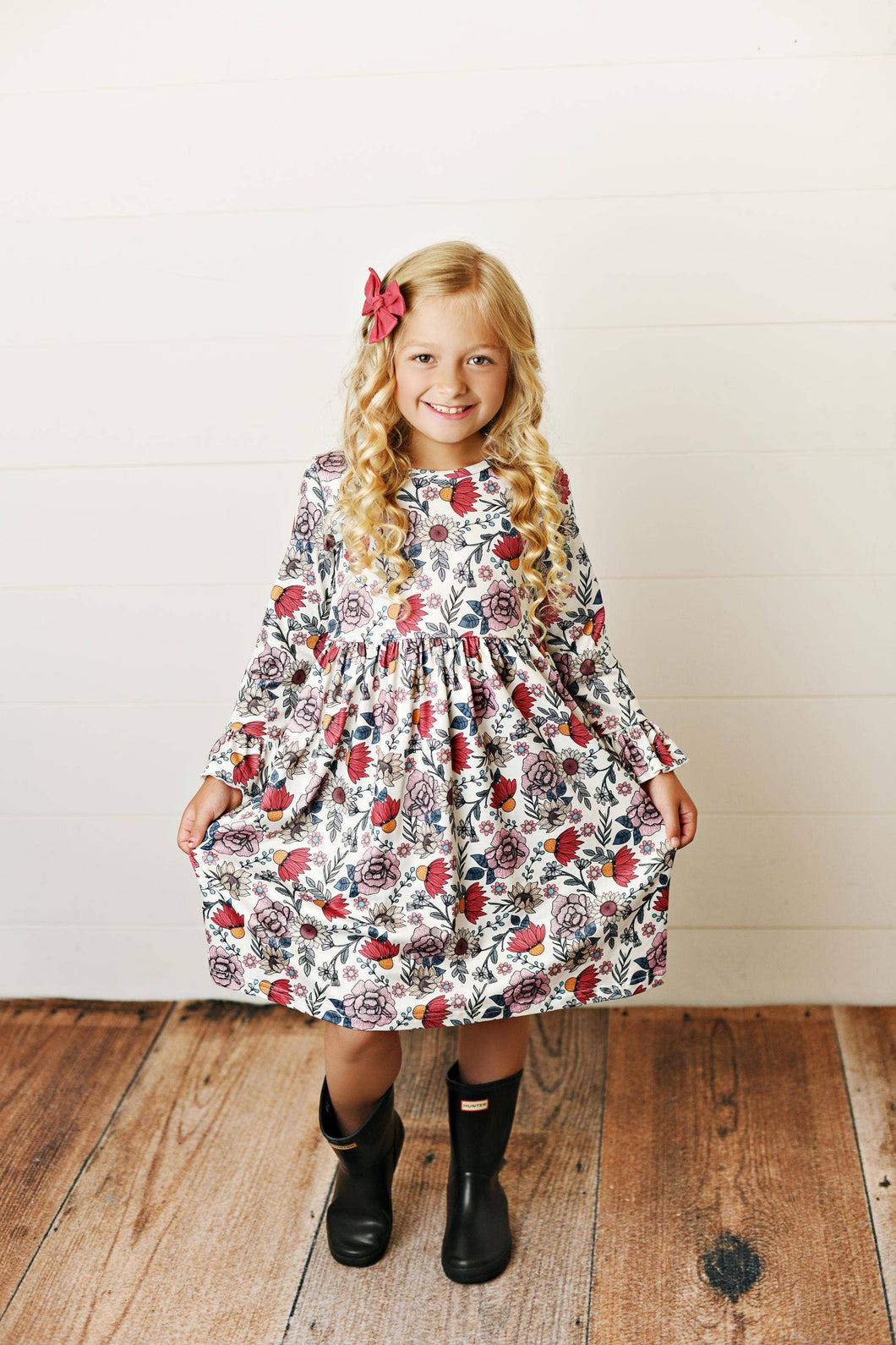 Claire Rust Floral Print Twirl Dress
