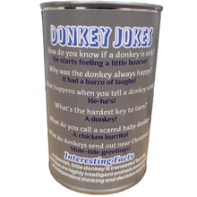 Load image into Gallery viewer, Canned Donkey | Stuffed Animal Zoo Plush w/Jokes
