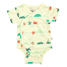 Load image into Gallery viewer, Babysoy Short Sleeve Kimono Bodysuit: Sea
