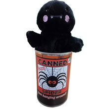 Load image into Gallery viewer, Canned Halloween Spider | Stuffed Plush | Funny Jokes in Can: Pop Top Lid
