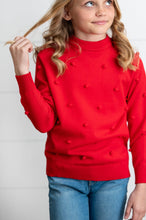 Load image into Gallery viewer, Red Pom Pom Crew Neck Sweater
