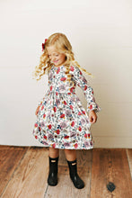 Load image into Gallery viewer, Claire Rust Floral Print Twirl Dress
