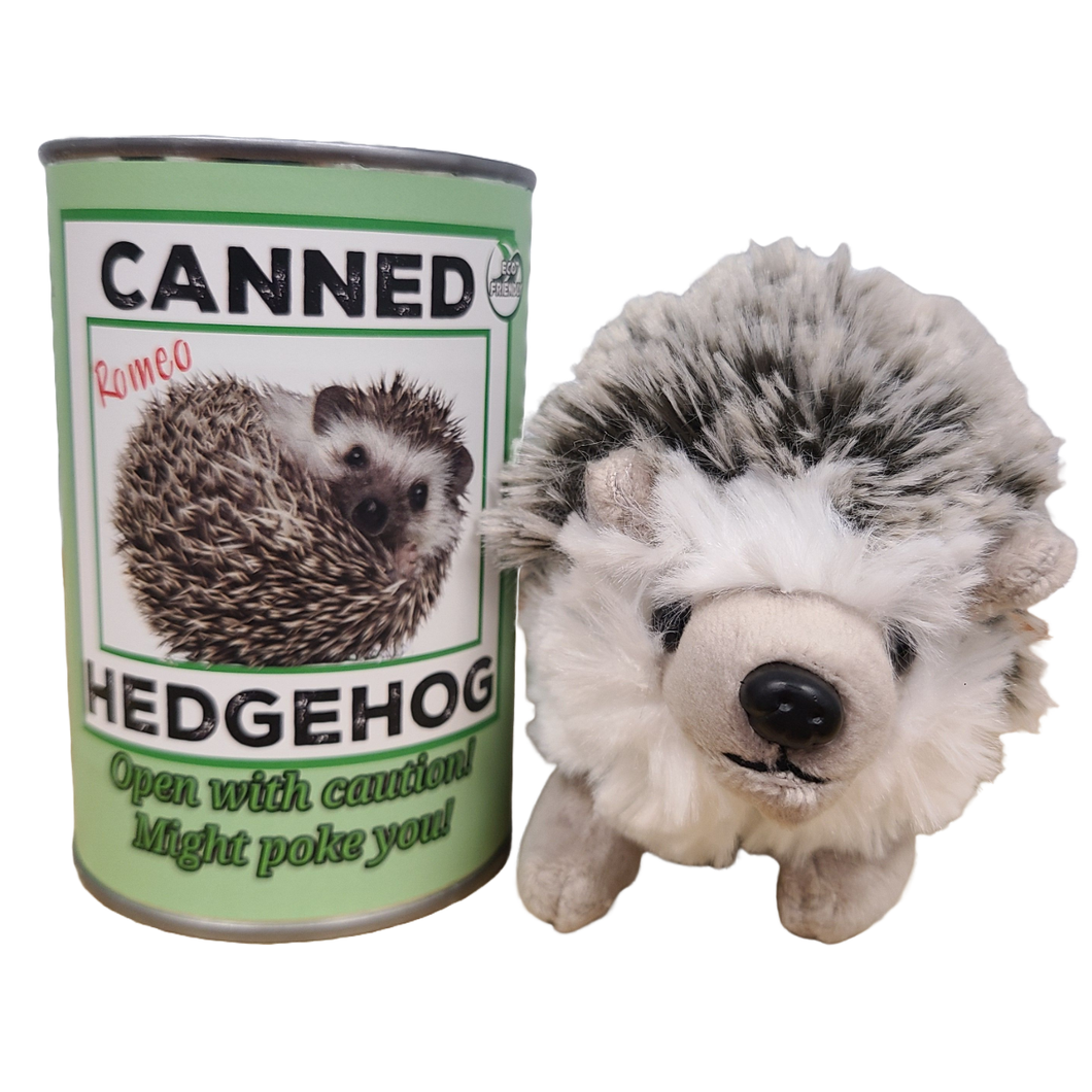 Canned Hedgehog | Stuffed Animal Plush w/Funny Jokes | Gift: Pop Top Lid