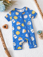Load image into Gallery viewer, Bamboo Milk &amp; Cookies Baby Zip Romper
