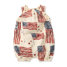 Load image into Gallery viewer, American Flag Baby Girl Bubble Romper: 0-3M
