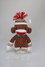 Load image into Gallery viewer, 6″ Brown Christmas Sock Monkey
