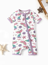 Load image into Gallery viewer, Bamboo Fiber Short Sleeve Romper Mermaid Tales
