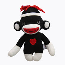 Load image into Gallery viewer, 6&quot; Sock Monkey w/ Red Embroidered Heart/Black
