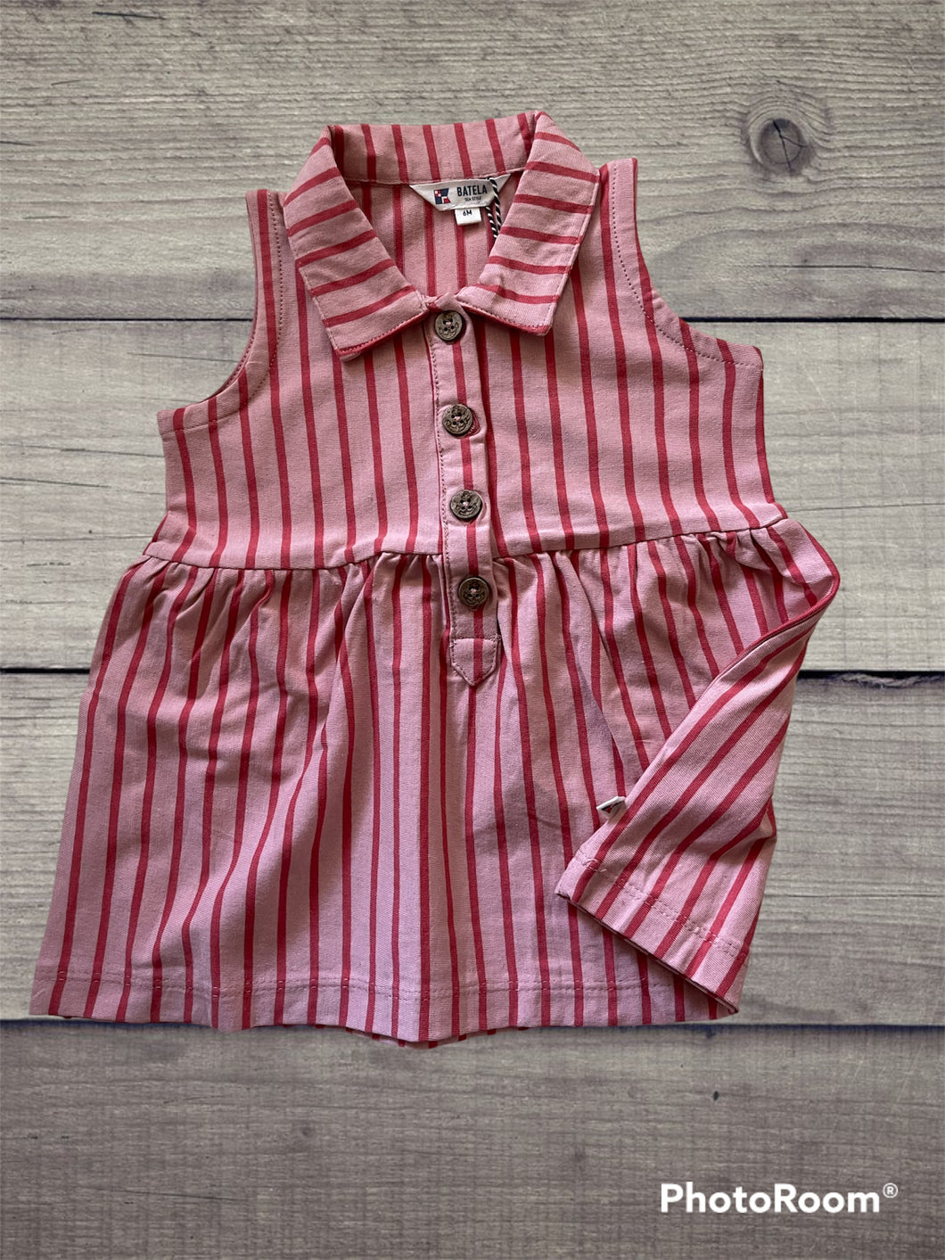 Batela Sleeveless Pink Stripe Dress