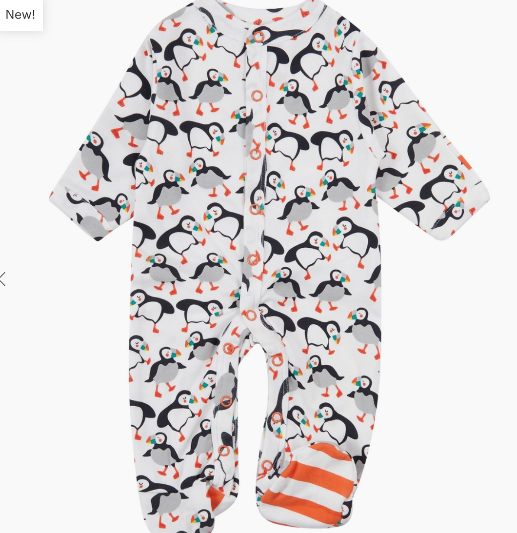 Piccalilly Footed Sleepsuit Puffins